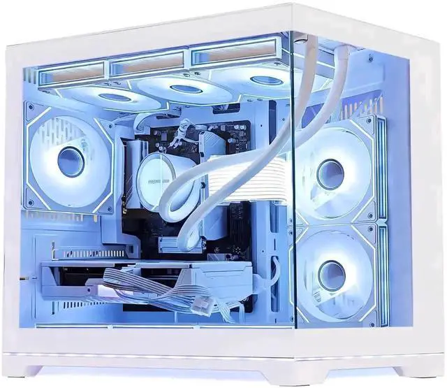 Alt view image 5 of 7 - Hoengager Gaming PC-AMD Ryzen 7 9700X 8-Core 3.8 GHz-RTX 5060TI 8GB GPU-16GB DDR5 RAM-1TB PCIe+1TB SATA SSD-360 Liquid Cooler-WIFI & BT-850W Gold PSU-APP ARGB Fans-Windows 11 Prebuilt Desktop PC-White