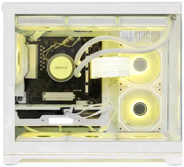 Alt view image 2 of 7 - Hoengager Gaming PC-AMD Ryzen 7 9700X 8-Core 3.8 GHz-RTX 5060TI 8GB GPU-16GB DDR5 RAM-1TB PCIe+1TB SATA SSD-360 Liquid Cooler-WIFI & BT-850W Gold PSU-APP ARGB Fans-Windows 11 Prebuilt Desktop PC-White