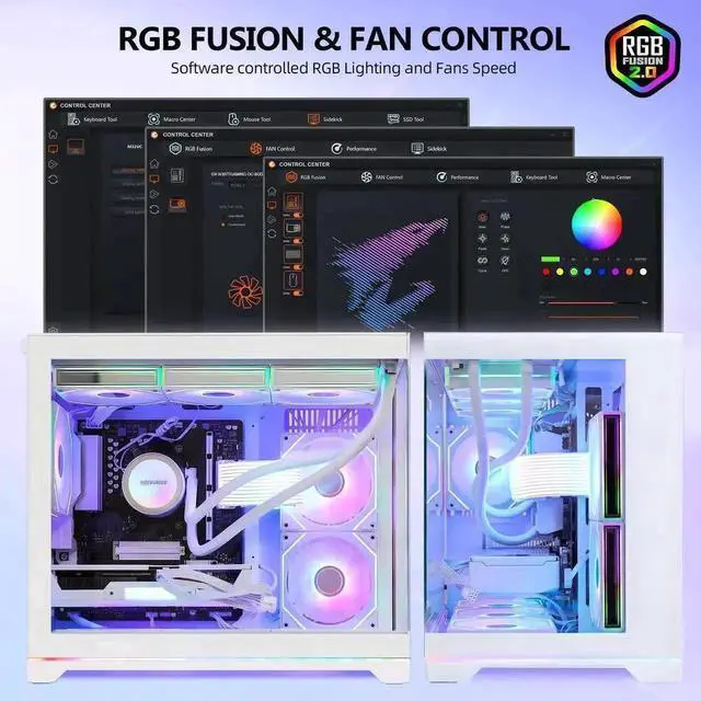 Alt view image 3 of 7 - Hoengager Gaming PC-AMD Ryzen 7 9700X 8-Core 3.8 GHz-RTX 5060TI 8GB GPU-16GB DDR5 RAM-1TB PCIe+1TB SATA SSD-360 Liquid Cooler-WIFI & BT-850W Gold PSU-APP ARGB Fans-Windows 11 Prebuilt Desktop PC-White