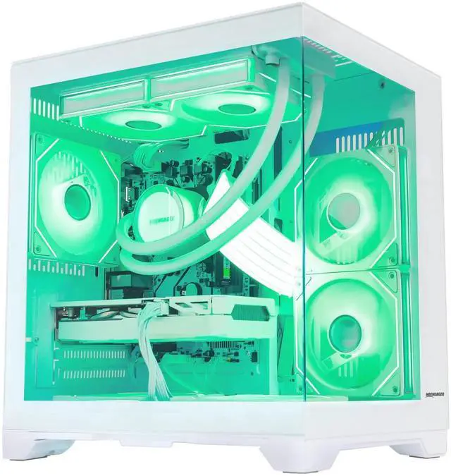 Alt view image 3 of 7 - Hoengager Gaming PC AMD Ryzen 7 5700G 8-Core 3.8 GHz,GeForce RTX 5060 TI 8GB, 32GB DDR4 RAM 3200MHz,1TB PCIe SSD, Liquid Cooler,WIFI&BT,ARGB Fans Windows 11-White