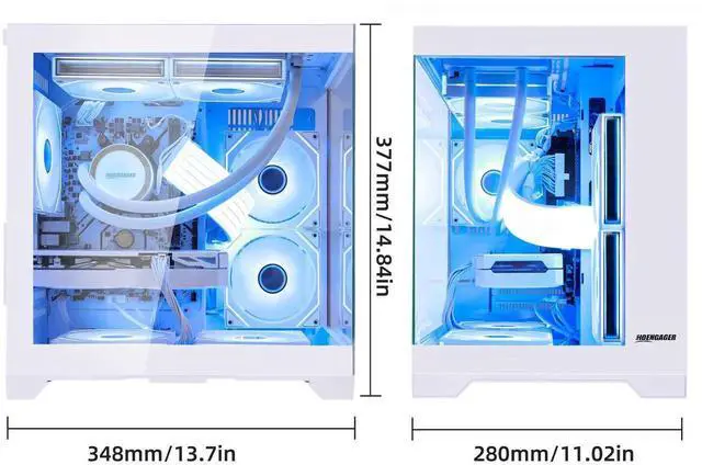 Alt view image 7 of 7 - Hoengager Gaming PC AMD Ryzen 7 5700G 8-Core 3.8 GHz,GeForce RTX 5060 TI 8GB, 32GB DDR4 RAM 3200MHz,1TB PCIe SSD, Liquid Cooler,WIFI&BT,ARGB Fans Windows 11-White