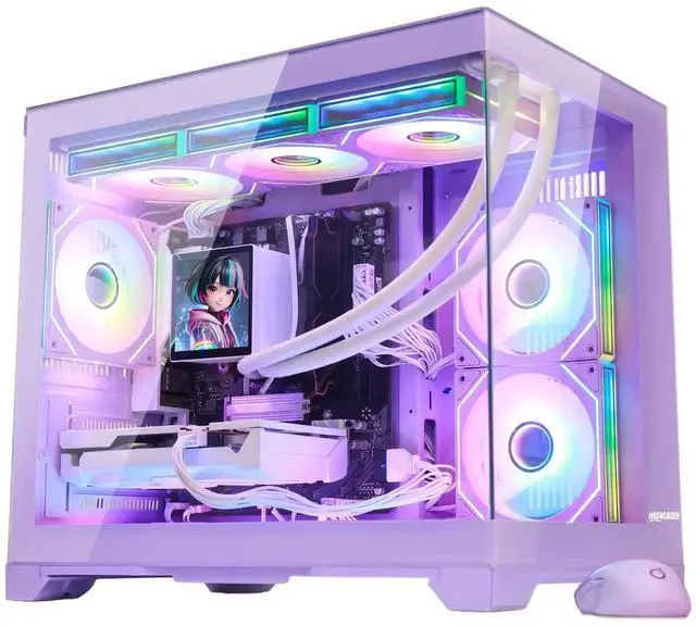 Main image of Hoengager Gaming PC-AMD Ryzen 7 9700X 8-Core 3.8 GHz-RX 9060 XT 16GB GPU-16GB DDR5 RAM-1TB PCIe+ 1TB SATA SSD-LCD Liquid Cooler -WIFI & BT-850W Gold PSU-APP ARGB Fans-Win11 Prebuilt Desktop PC-Purple