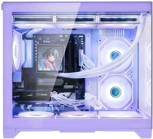 Alt view image 2 of 7 - Hoengager Gaming PC -AMD Ryzen 7 9700X 8-Core 3.8 GHz-RTX 5070 12GB-32GB DDR5 RAM-1TB PCIe+2TB SATA SSD-LCD Liquid Cooler -WIFI & BT-850W Gold PSU-APP ARGB Fans-Win11 prebuilt Gaming Desktop PC-Purple