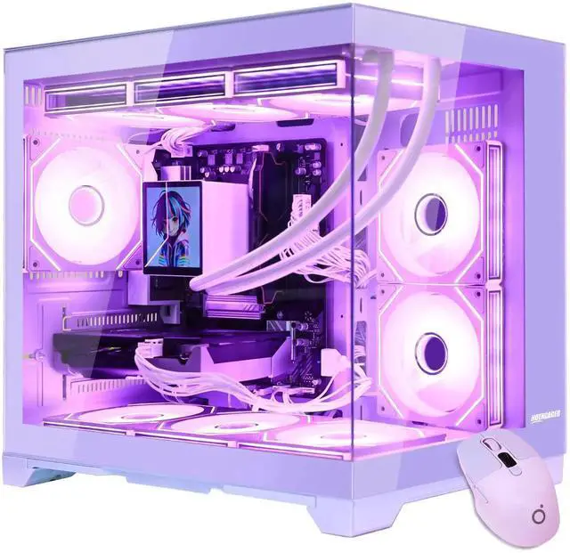 Alt view image 3 of 7 - Hoengager Gaming PC -AMD Ryzen 7 9700X 8-Core 3.8 GHz-RTX 5070 12GB-32GB DDR5 RAM-1TB PCIe+2TB SATA SSD-LCD Liquid Cooler -WIFI & BT-850W Gold PSU-APP ARGB Fans-Win11 prebuilt Gaming Desktop PC-Purple