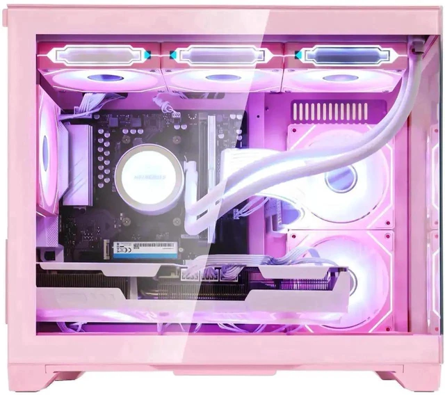 Alt view image 2 of 7 - Hoengager RX 9070GRE 12GB Gaming PC -AMD Ryzen 5 9600X 6-Core 3.9 GHz, 32GB DDR5 RAM, 1TB PCIe SSD, 360 Liquid cooler, KB&MS ,Win 11,850W Gold PSU-RGB Fusion 2.0 Prebuilt Desktop Computer-Pink