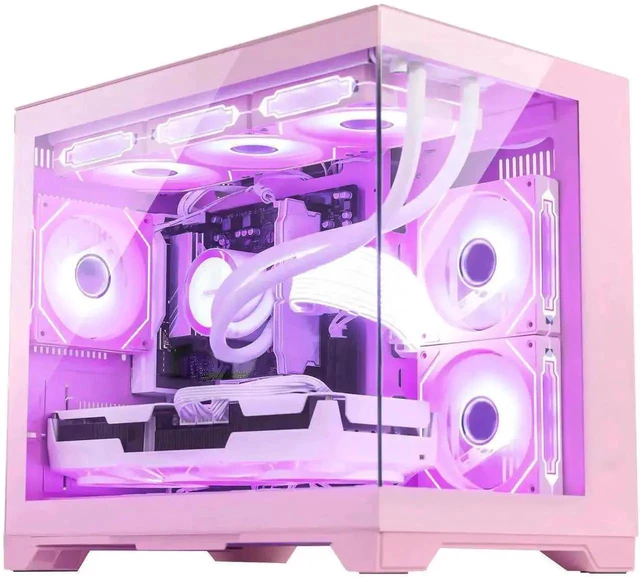 Alt view image 4 of 7 - Hoengager RX 9070GRE 12GB Gaming PC -AMD Ryzen 5 9600X 6-Core 3.9 GHz, 32GB DDR5 RAM, 1TB PCIe SSD, 360 Liquid cooler, KB&MS ,Win 11,850W Gold PSU-RGB Fusion 2.0 Prebuilt Desktop Computer-Pink