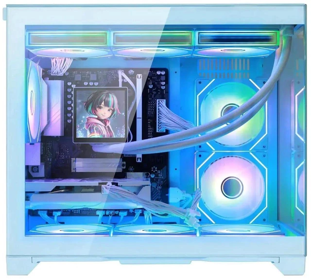Alt view image 2 of 7 - Hoengager Gaming PC -AMD Ryzen 5 9600X 6-Core 3.9 GHz-RX 9070GRE 12GB GPU-32GB DDR5 RAM-1TB PCIe SSD-LCD Liquid Cooler-WIFI &Bluetooth-850W Gold PSU-APP ARGB Fans-Win11 prebuilt Gaming Desktop PC-Blue