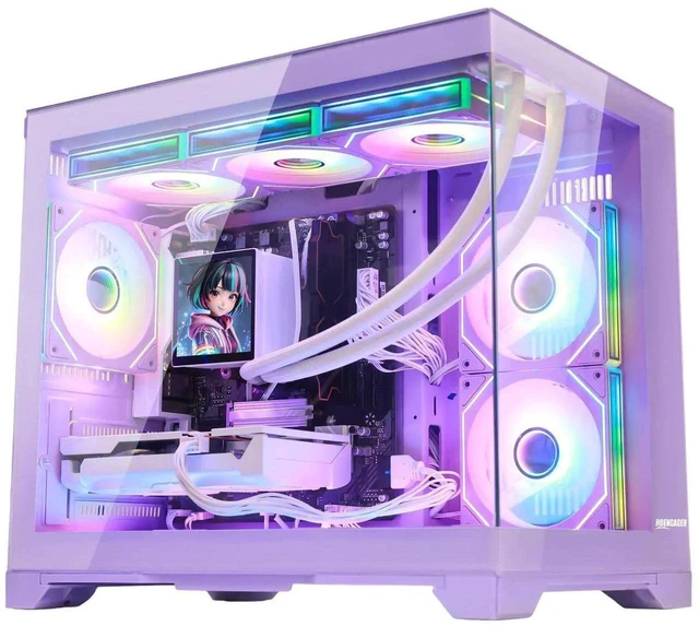 Alt view image 3 of 7 - Hoengager Gaming PC-AMD Ryzen 7 9700X 8-Core 3.8GHz-RX 9070GRE 12GB GPU-16GB DDR5 RAM-1TB PCIe SSD-LCD Liquid Cooler-WIFI &Bluetooth-850W Gold PSU-APP ARGB Fans-Win11 prebuilt Gaming Desktop PC-Purple