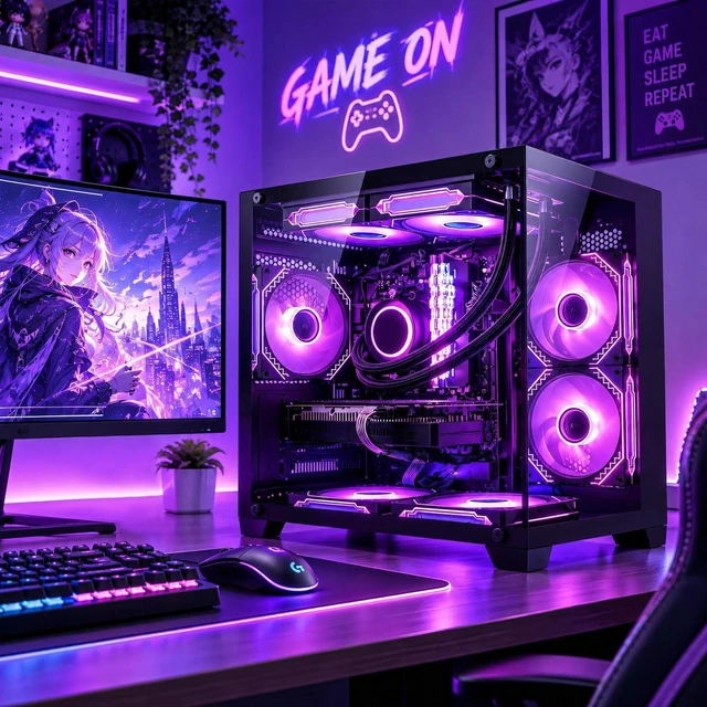 Alt view image 7 of 7 - Hoengager Gaming PC INTEL Core i5 14400F 10-Core, RTX 5060 8GB GPU, 16GB DDR4 RAM 3200MHz,1TB PCIe SSD, WIFI&Bluetooth, 650W PSU ,Windows 11 Desktop