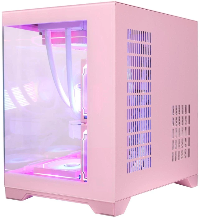 Alt view image 5 of 7 - Hoengager Gaming PC AMD Ryzen 5 5500 6-Core 3.6GHz, Radeon RX 9060 XT 16GB, 32GB DDR4 RAM,1TB PCIe SSD, WIFI&Bluetooth, 650W PSU,Liquid cooler, Windows 11 ARGB Fans with Software Prebuilt PC-Pink