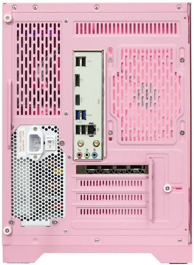 Alt view image 7 of 7 - Hoengager Gaming PC AMD Ryzen 5 5500 6-Core 3.6GHz,GeForce RTX 5060 TI 8GB GPU, 32GB DDR4 RAM,1TB PCIe +1TB SATA SSD, WIFI&Bluetooth,Liquid cooler,ARGB Fans with Software, Windows 11-Pink