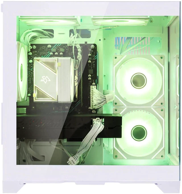 Alt view image 2 of 6 - Hoengager King Gaming Desktop AMD Ryzen 5 5500 6-Core 3.6 GHz,GTX 1650 4GB GPU, 16GB DDR4 RAM ,512GB PCIe SSD ,RGB Fans,WiFi &Bluetooth,DP& HDMI, Windows 11 prebuilt Gaming PC-White