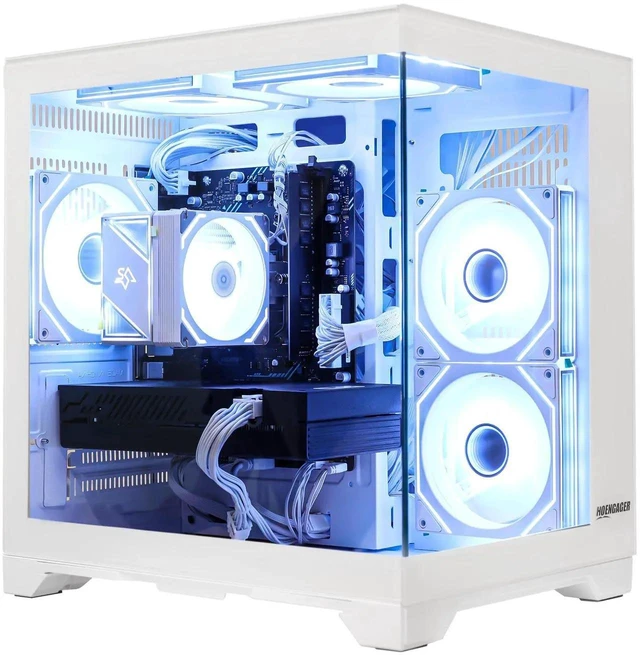 Alt view image 3 of 6 - Hoengager King Gaming Desktop AMD Ryzen 5 5500 6-Core 3.6 GHz,GTX 1650 4GB GPU, 16GB DDR4 RAM ,512GB PCIe SSD ,RGB Fans,WiFi &Bluetooth,DP& HDMI, Windows 11 prebuilt Gaming PC-White