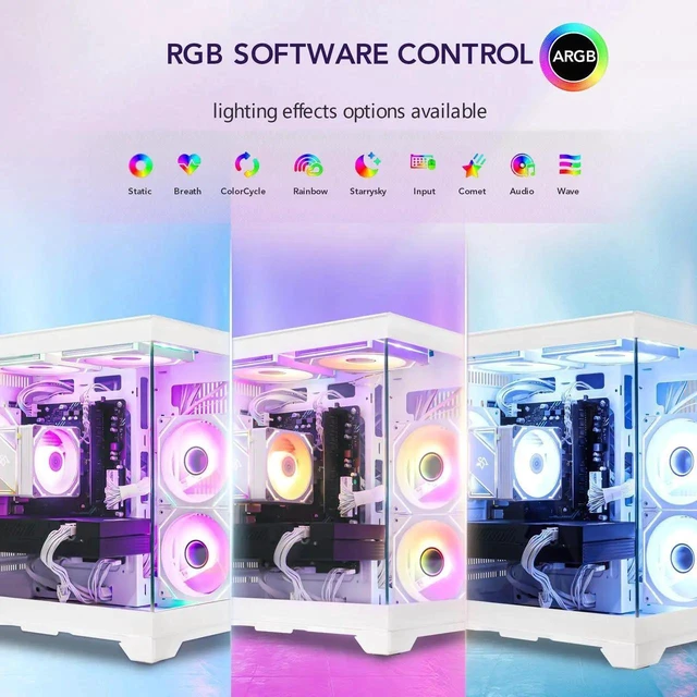 Alt view image 5 of 6 - Hoengager King Gaming Desktop AMD Ryzen 5 5500 6-Core 3.6 GHz,GTX 1650 4GB GPU, 16GB DDR4 RAM ,512GB PCIe SSD ,RGB Fans,WiFi &Bluetooth,DP& HDMI, Windows 11 prebuilt Gaming PC-White