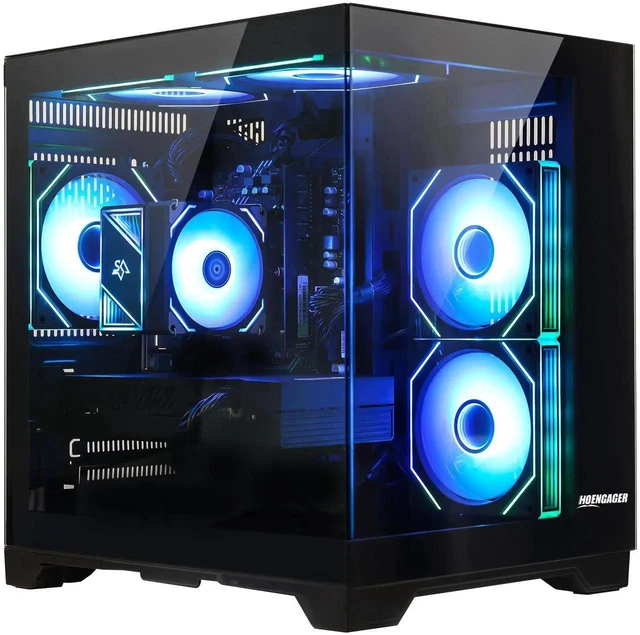 Main image of Hoengager King Gaming Desktop AMD Ryzen 5 5500 6-Core 3.6 GHz,GTX 1650 4GB GPU, 16GB DDR4 RAM ,512GB PCIe SSD ,RGB Fans ,WiFi &Bluetooth,DP& HDMI, Windows 11 prebuilt Gaming PC-Black