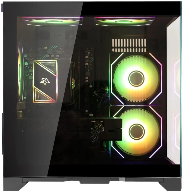 Alt view image 2 of 6 - Hoengager King Gaming Desktop AMD Ryzen 5 5500 6-Core 3.6 GHz,GTX 1650 4GB GPU, 16GB DDR4 RAM ,512GB PCIe SSD ,RGB Fans ,WiFi &Bluetooth,DP& HDMI, Windows 11 prebuilt Gaming PC-Black