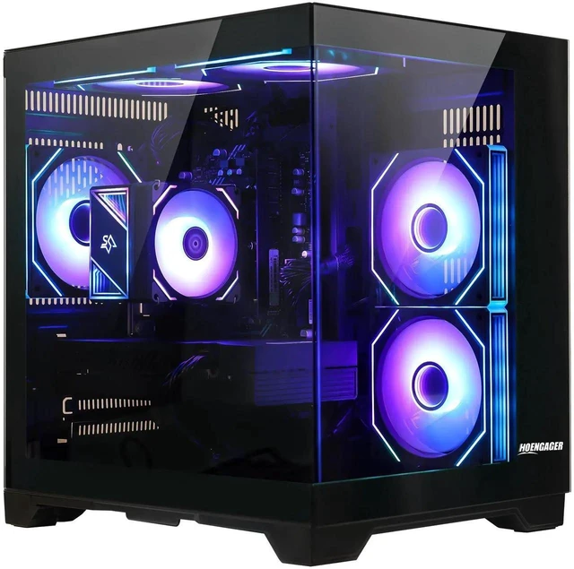 Alt view image 3 of 6 - Hoengager King Gaming Desktop AMD Ryzen 5 5500 6-Core 3.6 GHz,GTX 1650 4GB GPU, 16GB DDR4 RAM ,512GB PCIe SSD ,RGB Fans ,WiFi &Bluetooth,DP& HDMI, Windows 11 prebuilt Gaming PC-Black
