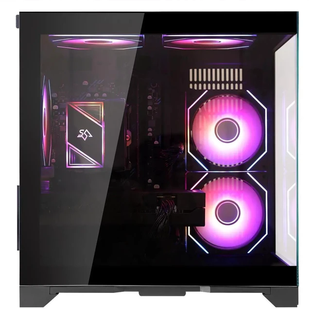 Alt view image 4 of 6 - Hoengager King Gaming Desktop AMD Ryzen 5 5500 6-Core 3.6 GHz,GTX 1650 4GB GPU, 16GB DDR4 RAM ,512GB PCIe SSD ,RGB Fans ,WiFi &Bluetooth,DP& HDMI, Windows 11 prebuilt Gaming PC-Black