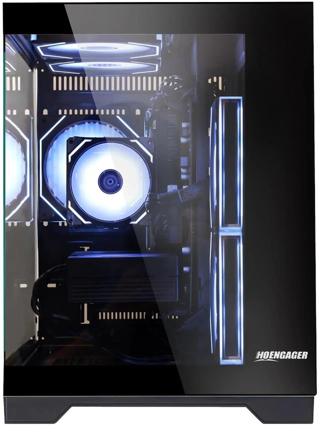 Alt view image 6 of 6 - Hoengager King Gaming Desktop AMD Ryzen 5 5500 6-Core 3.6 GHz,GTX 1650 4GB GPU, 16GB DDR4 RAM ,512GB PCIe SSD ,RGB Fans ,WiFi &Bluetooth,DP& HDMI, Windows 11 prebuilt Gaming PC-Black