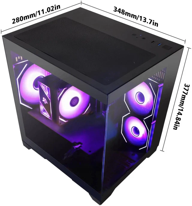 Alt view image 5 of 6 - Hoengager King Gaming Desktop AMD Ryzen 5 5500 6-Core 3.6 GHz,GTX 1650 4GB GPU, 16GB DDR4 RAM ,512GB PCIe SSD ,RGB Fans ,WiFi &Bluetooth,DP& HDMI, Windows 11 prebuilt Gaming PC-Black