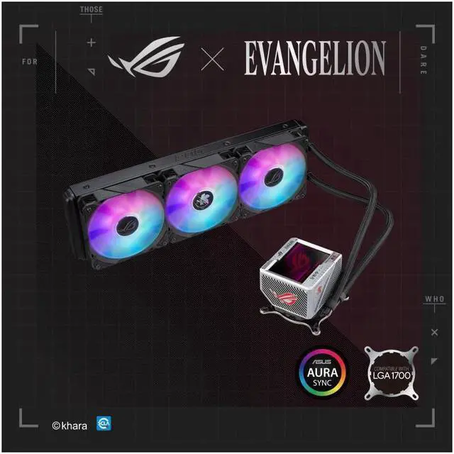 Alt view image 2 of 7 - ASUS ROG RYUJIN II 360 ARGB EVA EDITION all-in-one liquid CPU Cooler 360mm Radiator, 3.5" Color LCD, Support AURA SYNC, 3*120mm ROG ARGB Fans