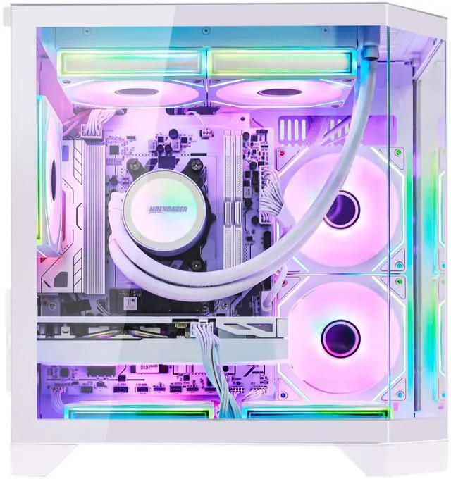Alt view image 3 of 7 - Hoengager RTX 5070 12GB Gaming PC Desktop - AMD Ryzen 7 7700, 32GB DDR5 RAM, 1TB PCIe SSD, WiFi + BT, 850W PSU,Liquid cooler ,Windows 11 Pro -RGB Prebuilt Computer -Ocean of Stars