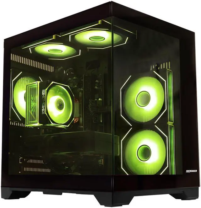 Alt view image 3 of 7 - Hoengager Gaming PC AMD Ryzen 5 5500 3.6GHz, RX 6500 XT 4GB, 16GB DDR4 3200 RAM, 1T SSD,RGB Fans, WIFI &Bluetooth ,Win 11 Pro Ready Prebuilt Desktop Computer-Black