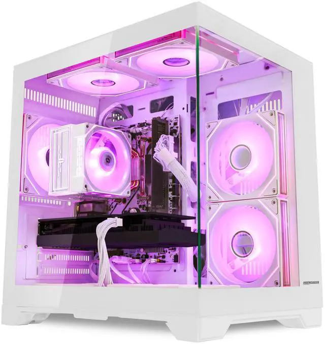 Main image of Hoengager Gaming PC AMD Ryzen 5 5500 3.6GHz, RX 6500 XT 4GB, 16GB DDR4 3200 RAM, 1T SSD,RGB Fans, WIFI &Bluetooth ,Win 11 Pro Ready Prebuilt Desktop Computer-White