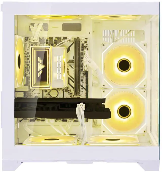 Alt view image 3 of 7 - Hoengager Gaming PC AMD Ryzen 5 5500 3.6GHz, RX 6500 XT 4GB, 16GB DDR4 3200 RAM, 1T SSD,RGB Fans, WIFI &Bluetooth ,Win 11 Pro Ready Prebuilt Desktop Computer-White