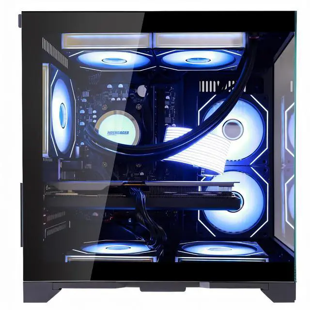 Alt view image 2 of 7 - Hoengager Gaming  PC , AMD Ryzen 5 9600X 6-Core, Radeon RX 9060XT 16G ,32GB DDR5 6000 RAM,1TB NVMe SSD, 650W PSU, WiFi& Bluetooth, Liquid Cooler, RGB Fans , Windows 11 Pro ,Prebuilt Gaming Desktop