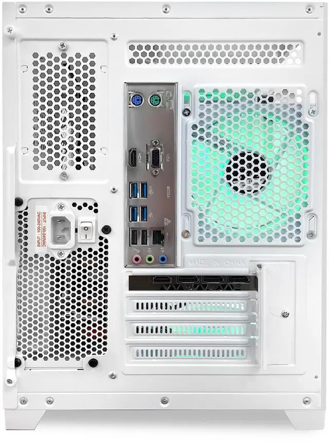 Alt view image 7 of 7 - Hoengager Gaming PC AMD Ryzen 7 5700X 8-Core 3.4 GHz, Radeon RX 9060 XT 16GB, 32GB DDR4 RAM 3200MHz,1TB PCIe SSD, WIFI&Bluetooth Windows 11 Pro-White