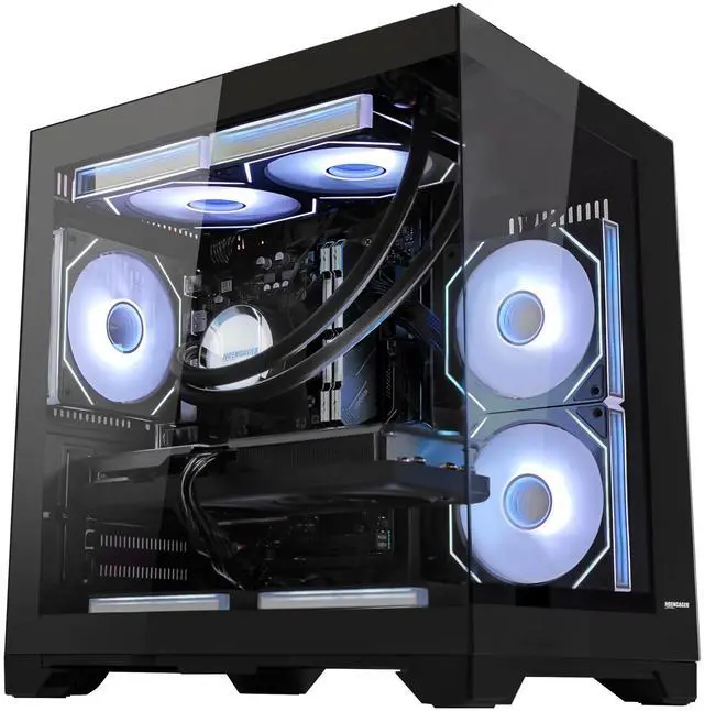 Main image of Hoengager Desktop AMD Ryzen 5 9600X 6-Core 3.9 GHz - Radeon RX 9060 XT 16GB-32GB DDR5 6000MHz RAM- 1TB PCIe SSD -Liquid Cooler-WIFI &Bluettooth -Windows 11Pro Prebuilt PC Computer-Black