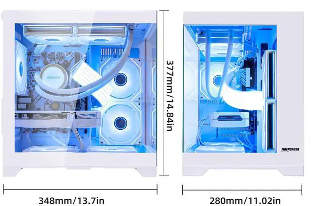 Alt view image 6 of 7 - Hoengager RTX 5070 12GB Gaming PC Desktop - AMD Ryzen 7 5700X 3.4 GHz, 32GB DDR4 RAM, 1TB PCIe +2TB SATA SSD, WiFi + BT, Windows 11 Pro -RGB Prebuilt Computer