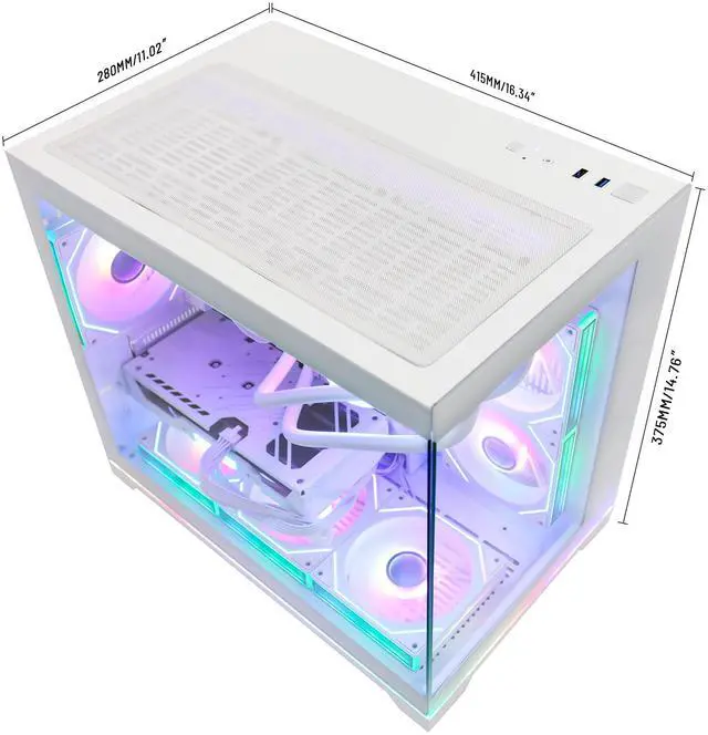 Alt view image 5 of 7 - Hoengager Gaming PC -AMD Ryzen 7 9700X 8-Core 3.8 GHz-RTX 5060 8GB-32GB DDR5 RAM-1TB PCIe SSD-360 Liquid Cooler -WIFI &Bluetooth-850W PSU -ARGB Fans-Windows 11 Pro prebuilt Gaming Desktop PC-White