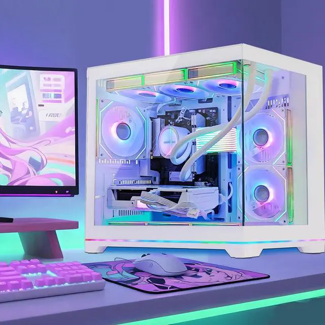 Alt view image 6 of 7 - Hoengager Gaming PC -AMD Ryzen 7 9700X 8-Core 3.8 GHz-RTX 5070 12GB -32GB DDR5 RAM-1TB PCIe SSD-360 Liquid Cooler -WIFI &Bluetooth-850W PSU -ARGB Fans-Windows 11 Pro prebuilt Gaming Desktop PC-White