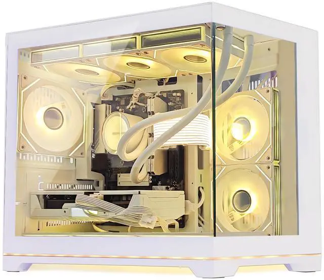 Alt view image 3 of 7 - Hoengager Gaming PC -AMD Ryzen 5 9600X 6-Core 3.9 GHz-RTX 5070 12GB -32GB DDR5 RAM-1TB PCIe+1TB SATA SSD-360 Liquid Cooler -WIFI & BT-850W PSU -ARGB Fans-Win11 Pro prebuilt Gaming Desktop PC-White