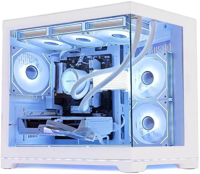 Main image of Hoengager Gaming PC -AMD Ryzen 5 9600X 6-Core 3.9 GHz-RTX 5070 12GB -32GB DDR5 RAM-1TB PCIe+1TB SATA SSD-360 Liquid Cooler -WIFI & BT-850W PSU -ARGB Fans-Win11 Pro prebuilt Gaming Desktop PC-White