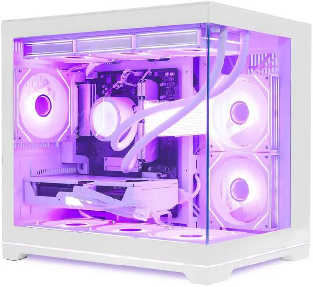 Alt view image 4 of 7 - Hoengager Gaming PC -AMD Ryzen 5 9600X 6-Core 3.9 GHz-RTX 5070 12GB -32GB DDR5 RAM-1TB PCIe+1TB SATA SSD-360 Liquid Cooler -WIFI & BT-850W PSU -ARGB Fans-Win11 Pro prebuilt Gaming Desktop PC-White
