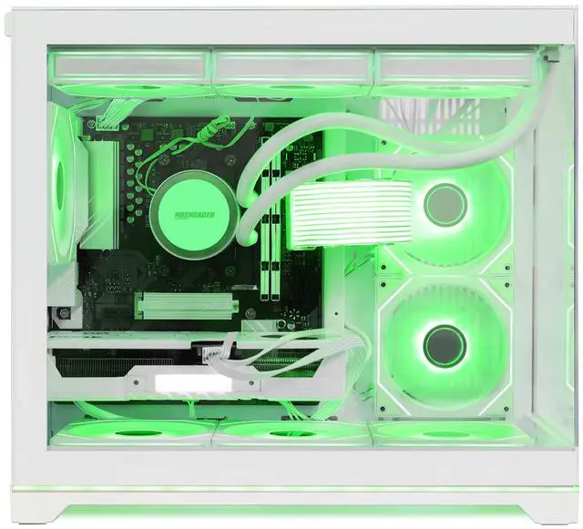 Alt view image 2 of 7 - Hoengager Gaming PC -AMD Ryzen 5 9600X 6-Core 3.9 GHz-RTX 5070 12GB -32GB DDR5 RAM-1TB PCIe+1TB SATA SSD-360 Liquid Cooler -WIFI & BT-850W PSU -ARGB Fans-Win11 Pro prebuilt Gaming Desktop PC-White