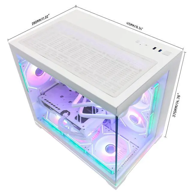 Alt view image 5 of 7 - Hoengager Gaming PC -AMD Ryzen 5 9600X 6-Core 3.9 GHz-RTX 5070 12GB -32GB DDR5 RAM-1TB PCIe+2TB SATA SSD-360 Liquid Cooler -WIFI & BT-850W PSU -ARGB Fans-Win11 Pro prebuilt Gaming Desktop PC-White