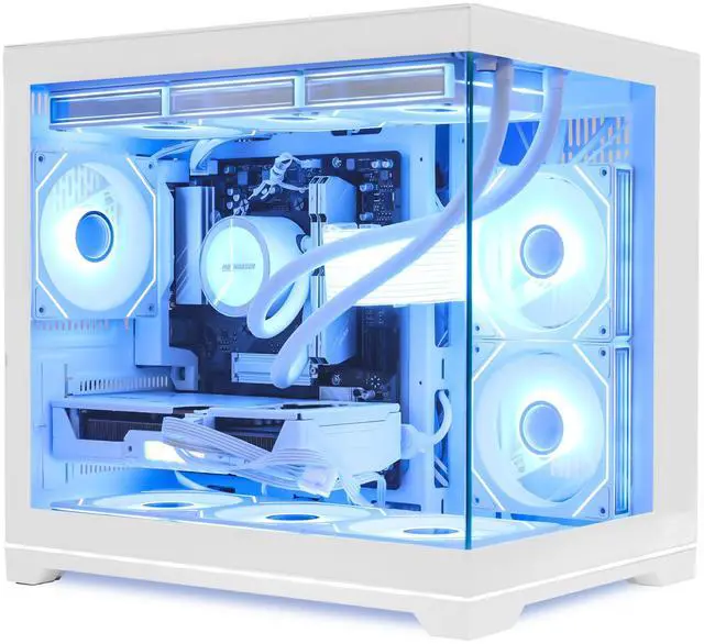 Alt view image 3 of 7 - Hoengager Gaming PC -AMD Ryzen 5 9600X 6-Core 3.9 GHz-RTX 5070 12GB -32GB DDR5 RAM-1TB PCIe SSD-360 Liquid Cooler -WIFI &Bluetooth-850W PSU -ARGB Fans-Windows 11 Pro prebuilt Gaming Desktop PC-White