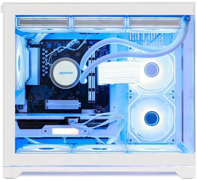 Alt view image 2 of 7 - Hoengager Gaming PC -AMD Ryzen 7 9700X 8-Core 3.8 GHz-RTX 5060 8GB-32GB DDR5 RAM-1TB PCIe+1TB SATA SSD-360 Liquid Cooler -WIFI &Bluetooth-850W PSU -ARGB Fans-Win11 Pro prebuilt Gaming Desktop PC-White