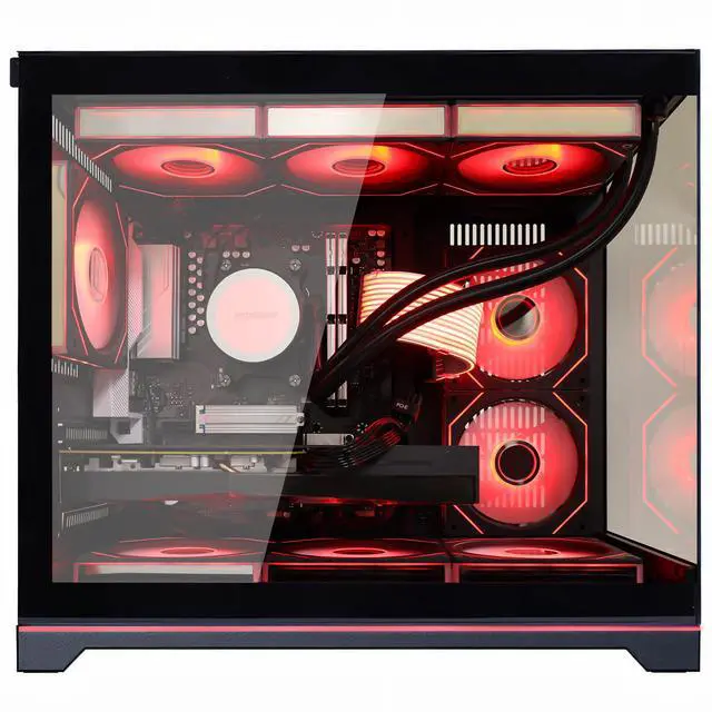 Alt view image 4 of 7 - Hoengager Ocean Park Desktop-AMD Ryzen 5 9600X  6-Core 3.9 GHz, 32GB DDR5 RAM,1TB PCI-E +1 TB 2.5'' SSD, RTX 5060 8G, 360 Liquid-Cooled,RGB Fans, 850W PSU,WIFI &BT ,Win 11 Pro 64bit -Black Gaming PC