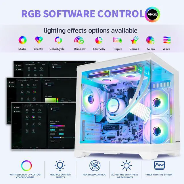 Alt view image 6 of 7 - Hoengager AMD Ryzen 5 5600GT,32GB DDR4 3200MHz,1TB M.2 SSD,WiFi& Bluetooth, Windows 11 Pro Gaming Desktop PC-White