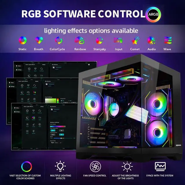 Alt view image 6 of 7 - Hoengager-Gaming desktop - AMD Ryzen 7 5700G 3.8GHz - 32GB DDR4 3200MHz - 1TB M.2 - 650W PSU -APP RGB Fan Control- Windows 11 - WIFI&Bluetooth - Gaming PC
