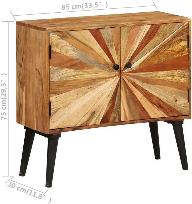 Alt view image 2 of 19 - vidaXL Sideboard Buffet Console Cabinet for Kitchen Solid Wood Mango and Steel