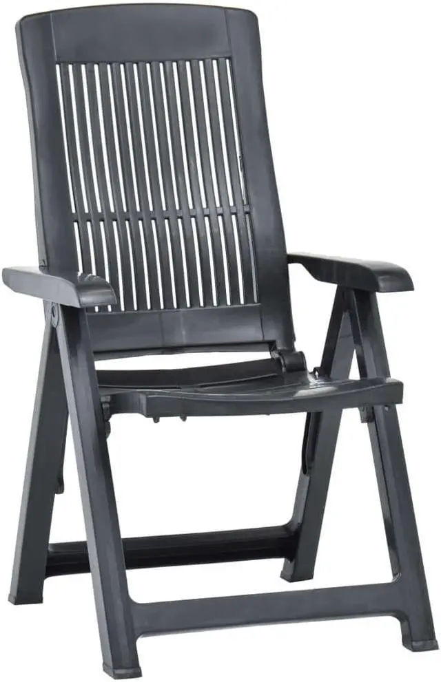 Alt view image 8 of 17 - vidaXL Garden Reclining Chairs 2 pcs Plastic Anthracite