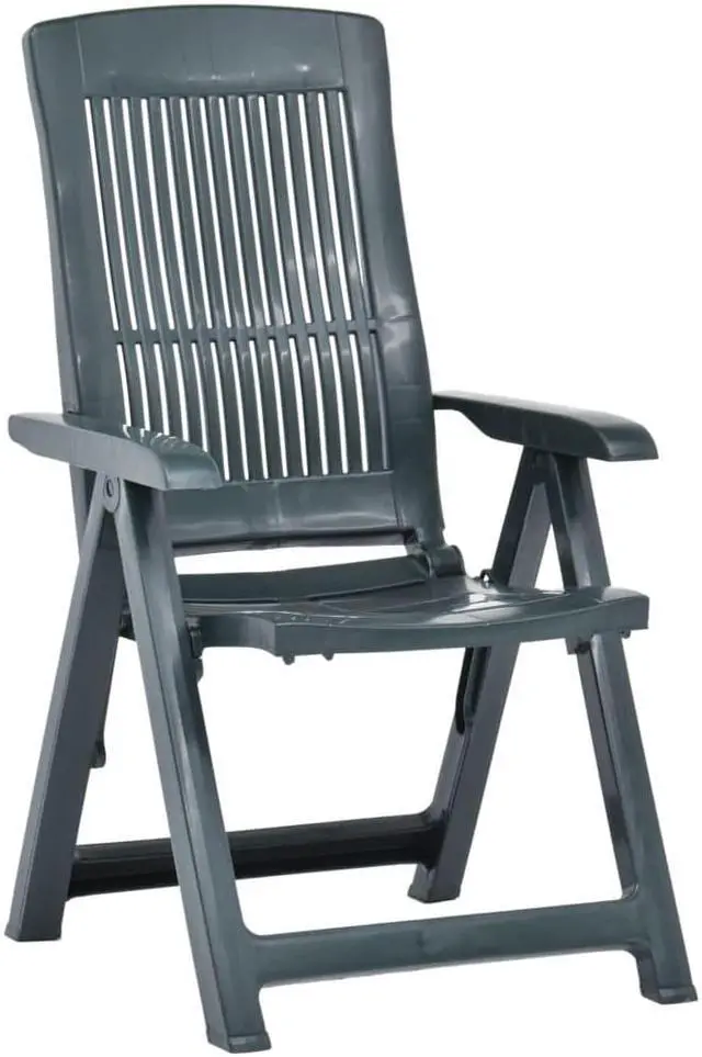 Alt view image 8 of 18 - vidaXL Outdoor Recliner Chairs 2 Pcs Reclining Chair with Armrest Plastic Green