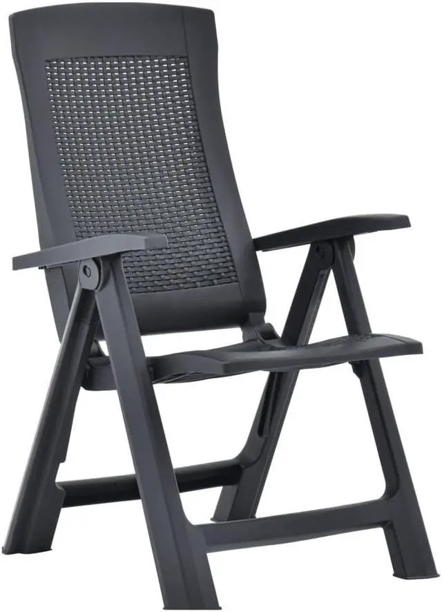 Alt view image 8 of 16 - vidaXL Outdoor Recliner Chairs 2 Pcs Patio Reclining Chair Plastic Anthracite