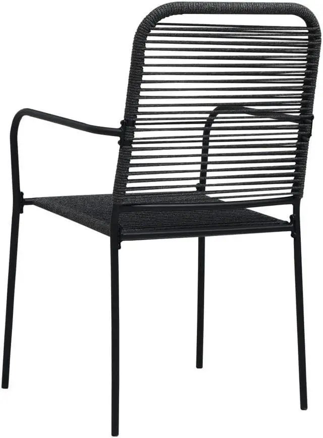 Alt view image 9 of 12 - vidaXL Patio Chairs 2 Pcs Outdoor Dining Chair Cotton Rope and Steel Black